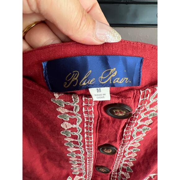 Blue Rain Francescas Linen Mini Skirt Embroidered Womens Small - Picture 4 of 6